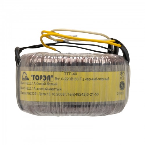 Тороидальный трансформатор ТОРЭЛ ТТП-40 220В 2х6В 3,1 А скидки -20% ...
